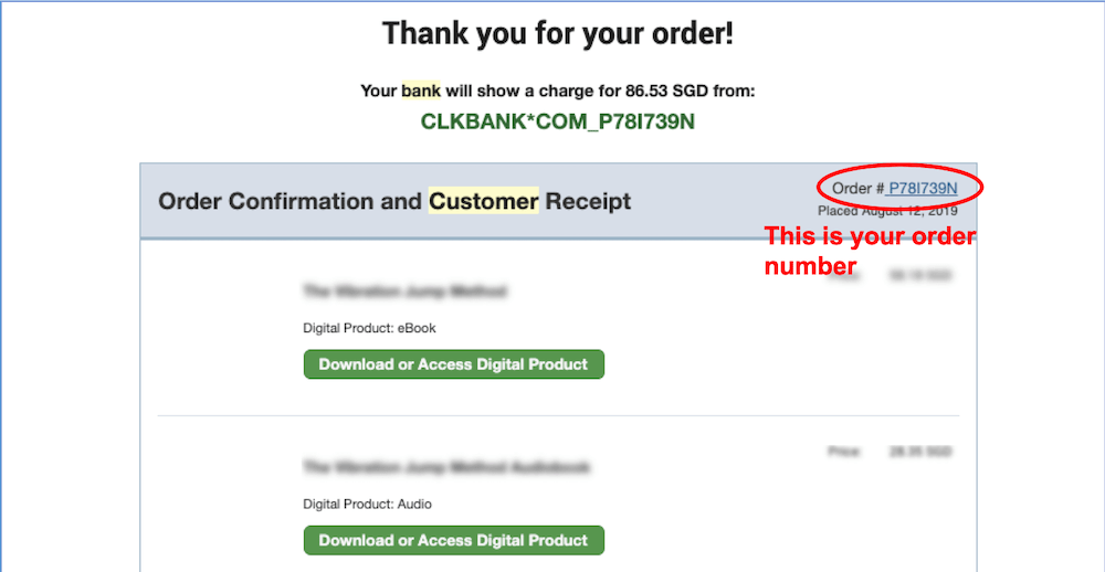 Clickbank Purchase Email.