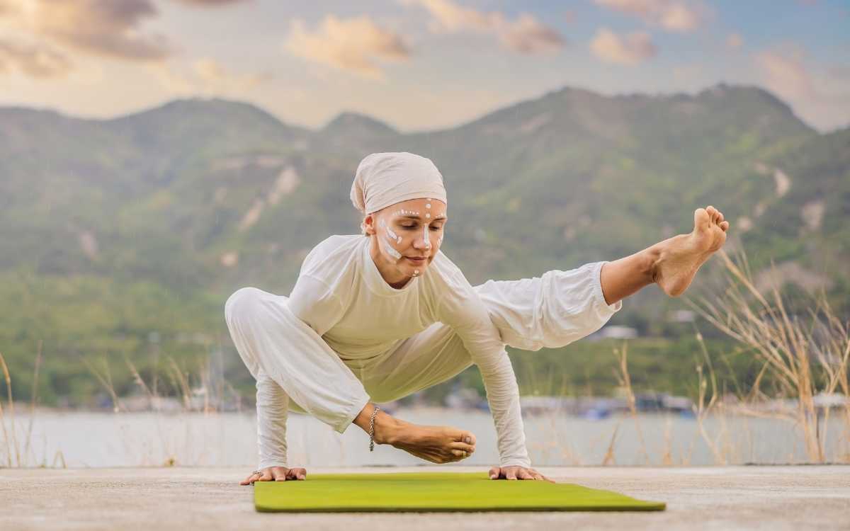 Kundalini Yoga Woman in White Clothes and Turban Practices Yoga Kundalini