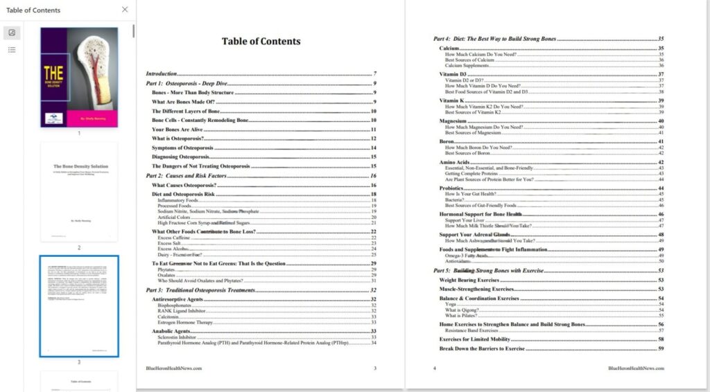 The bone density solution table content