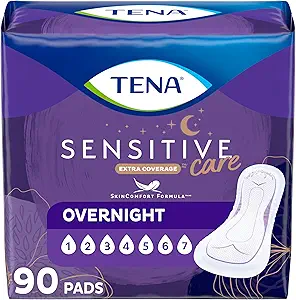 TENA Sensitive Care Extra Coverage Overnight Incontinence Pads