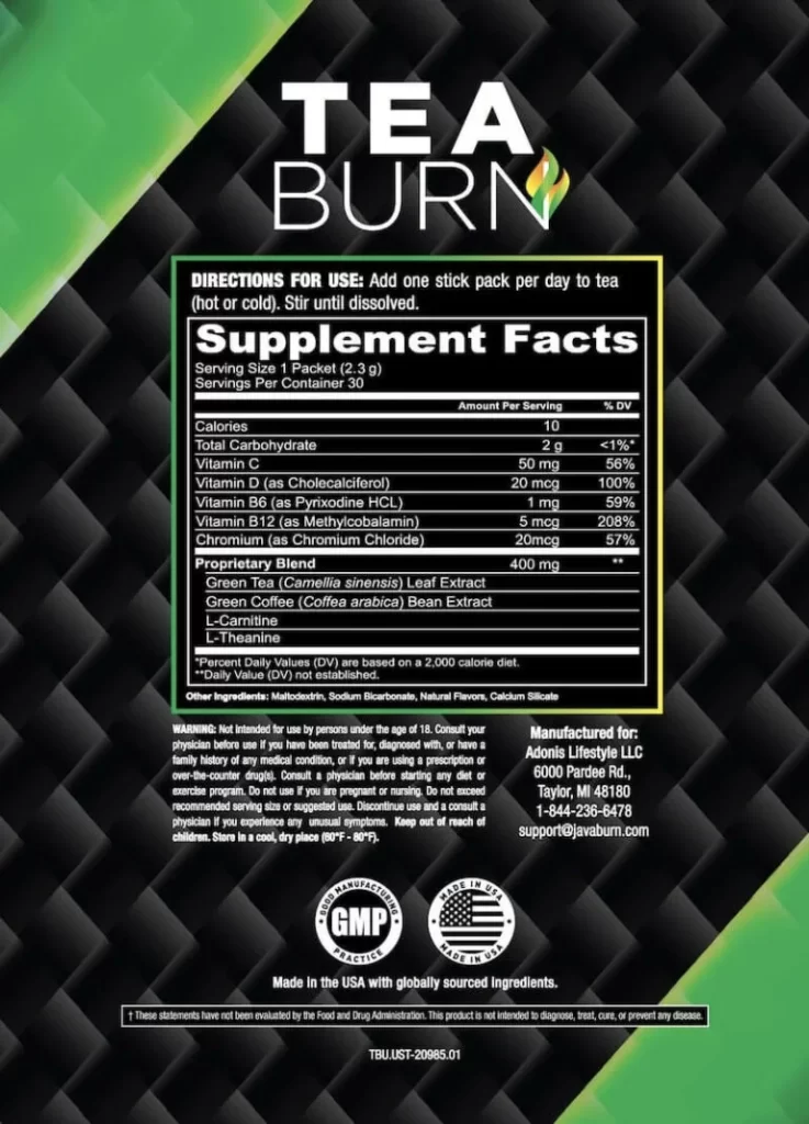 The Tea Burn Ingredients List