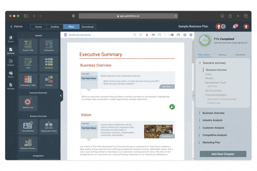 Upmetrics features